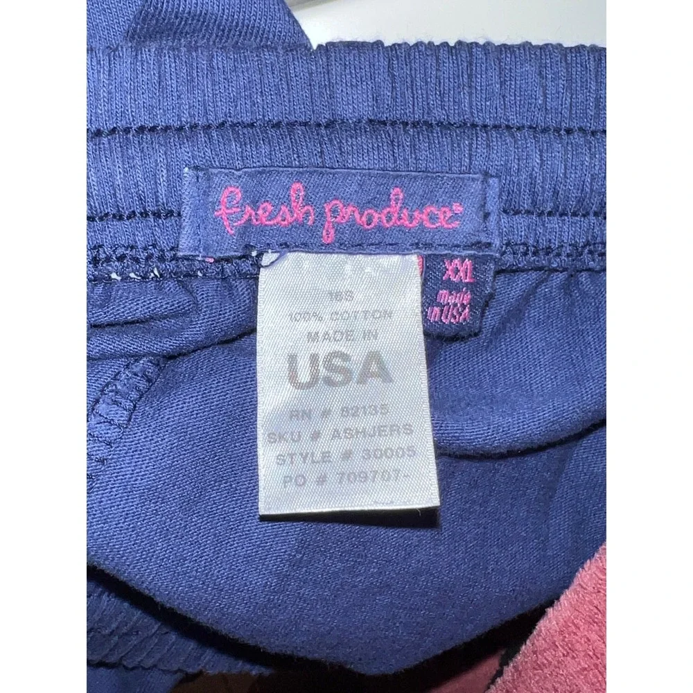 Fresh Produce Navy Blue Cotton Jersey Shorts Womens XXL Made in USA Drawstring